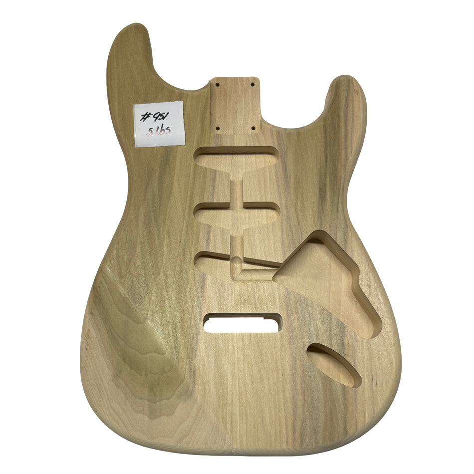 ST-Style Yellow Poplar Unfinished Fender Guitar Body #951