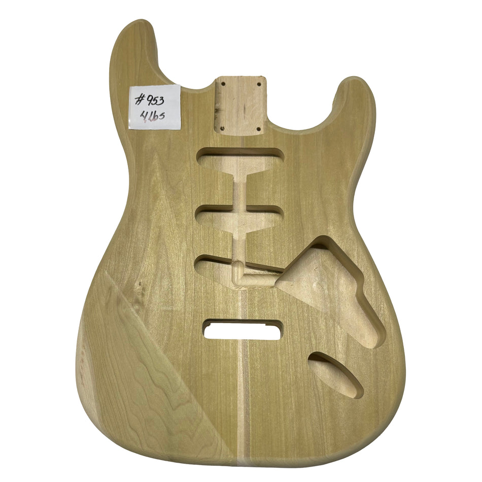 ST-Style Yellow Poplar Unfinished Fender Guitar Body #953