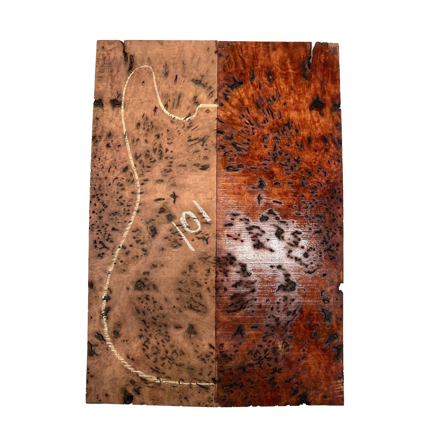 Red Gum Burl Acoustic/ Electric Guitar Wood Drop Top Set | 21" x 14" x 3/8"  #101 - Exotic Wood Zone - Buy online Across USA 