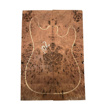 Red Gum Burl Acoustic/ Electric Guitar Wood Drop Top Set | 21" x 14" x 3/8"  #102 - Exotic Wood Zone - Buy online Across USA 