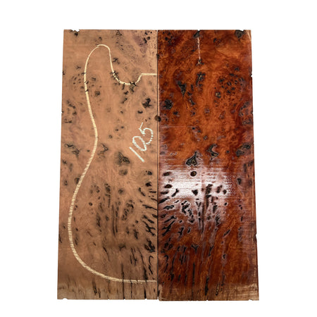 Red Gum Burl Acoustic/ Electric Guitar Wood Drop Top Set | 21" x 14" x 3/8"  #105 - Exotic Wood Zone - Buy online Across USA 