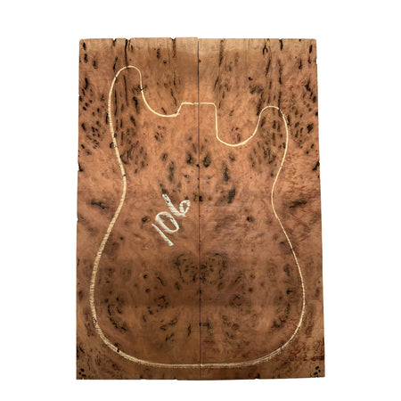 Red Gum Burl Acoustic/ Electric Guitar Wood Drop Top Set | 21" x 14" x 3/8"  #106 - Exotic Wood Zone - Buy online Across USA 