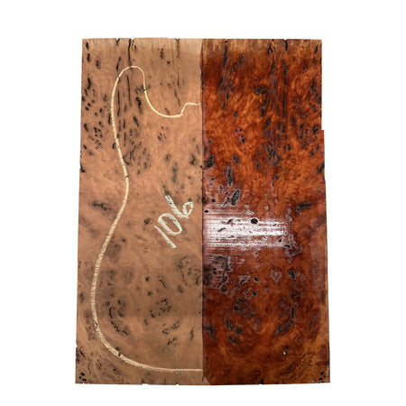 Red Gum Burl Acoustic/ Electric Guitar Wood Drop Top Set | 21" x 14" x 3/8"  #106 - Exotic Wood Zone - Buy online Across USA 