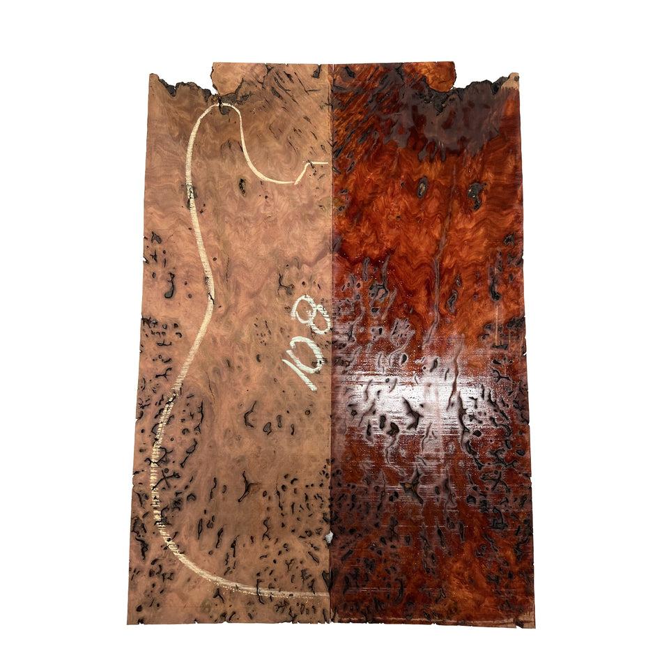 Red Gum Burl Acoustic/ Electric Guitar Wood Drop Top Set | 21" x 14" x 3/8"  #108 - Exotic Wood Zone - Buy online Across USA 