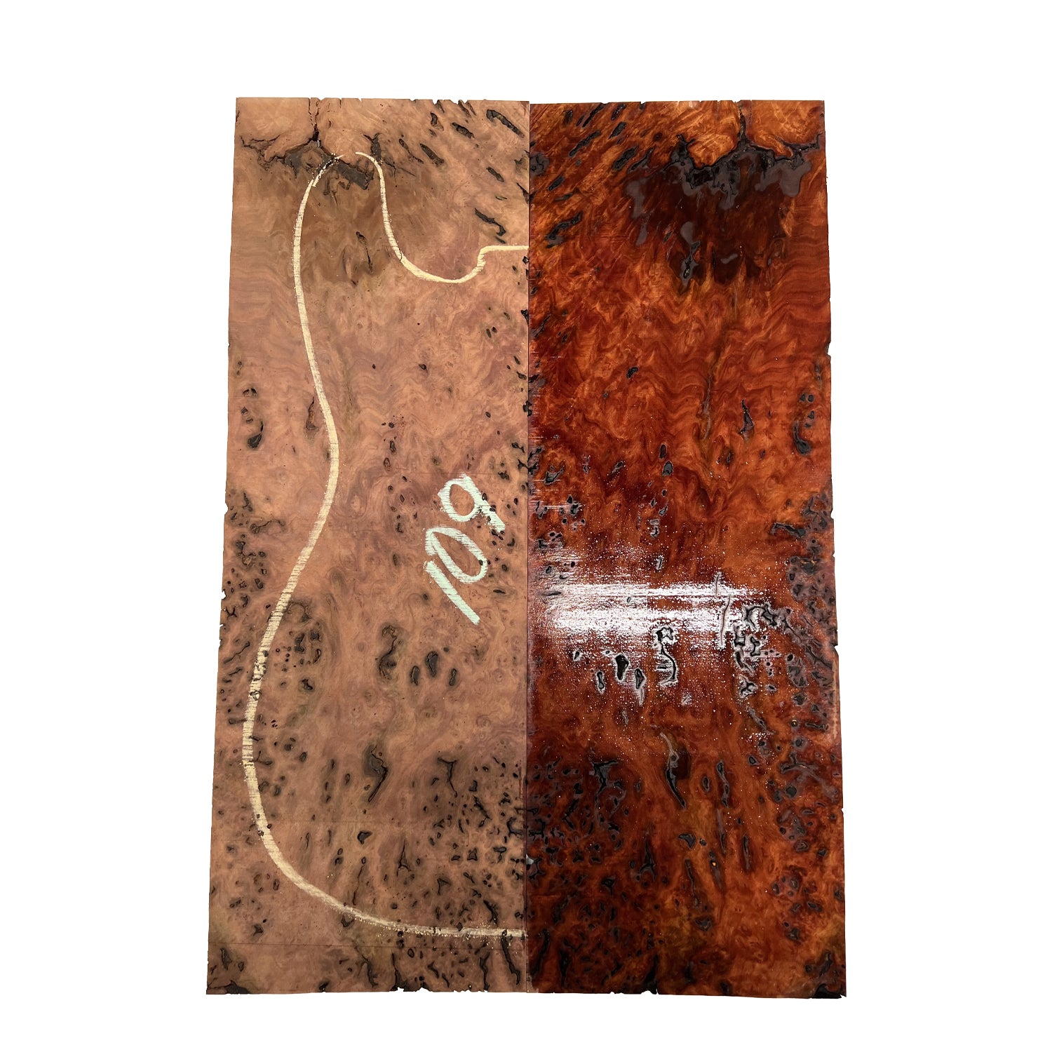 Red Gum Burl Acoustic/ Electric Guitar Wood Drop Top Set | 21" x 14" x 3/8"  #109 - Exotic Wood Zone - Buy online Across USA 