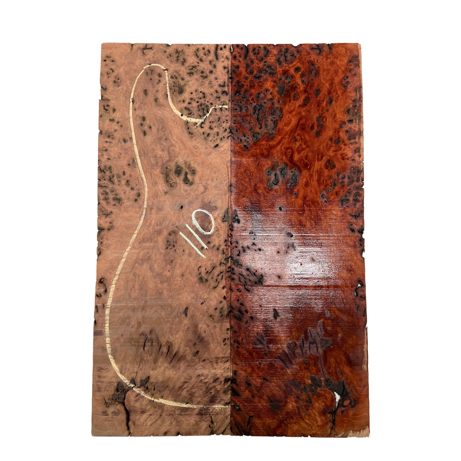 Red Gum Burl Acoustic/ Electric Guitar Wood Drop Top Set | 21" x 14" x 3/8"  #110 - Exotic Wood Zone - Buy online Across USA 