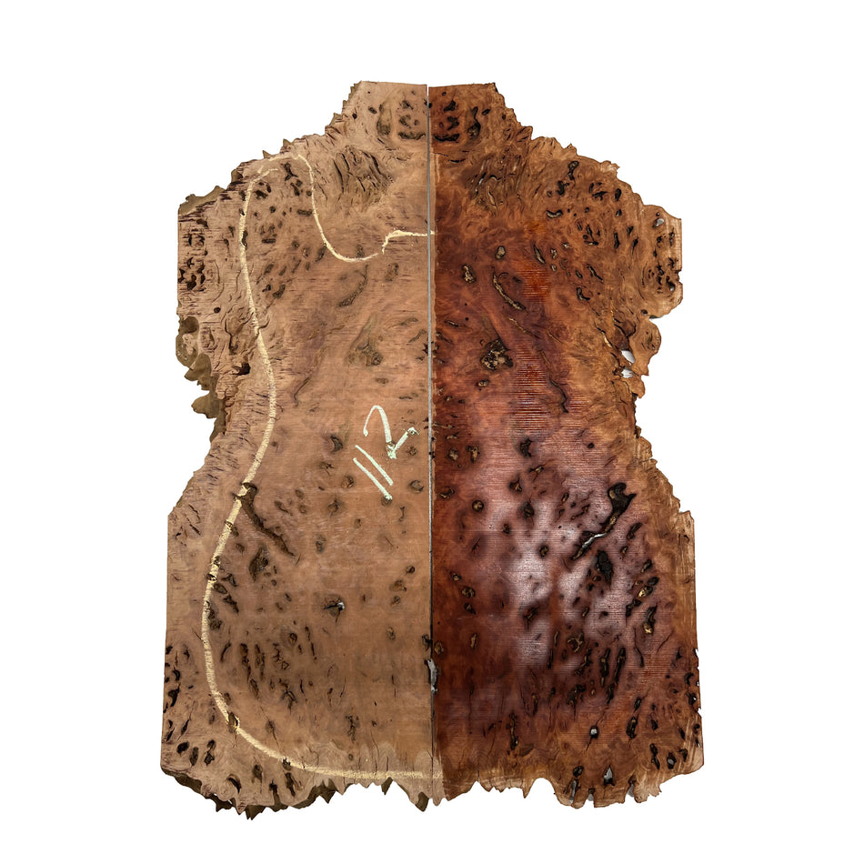 Red Gum Burl Acoustic/ Electric Guitar Wood Drop Top Set | 21" x 14" x 3/8"  #112 - Exotic Wood Zone - Buy online Across USA 