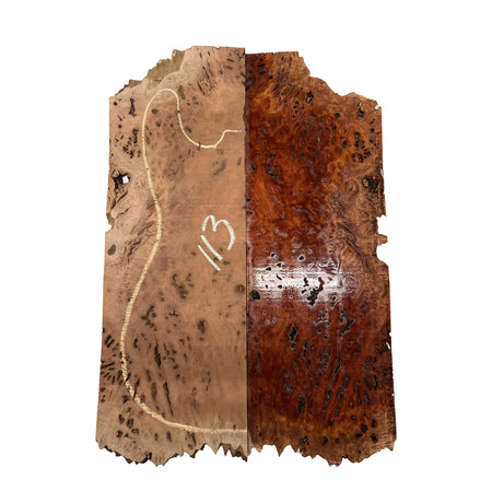 Red Gum Burl Acoustic/ Electric Guitar Wood Drop Top Set | 21" x 14" x 3/8"  #113 - Exotic Wood Zone - Buy online Across USA 