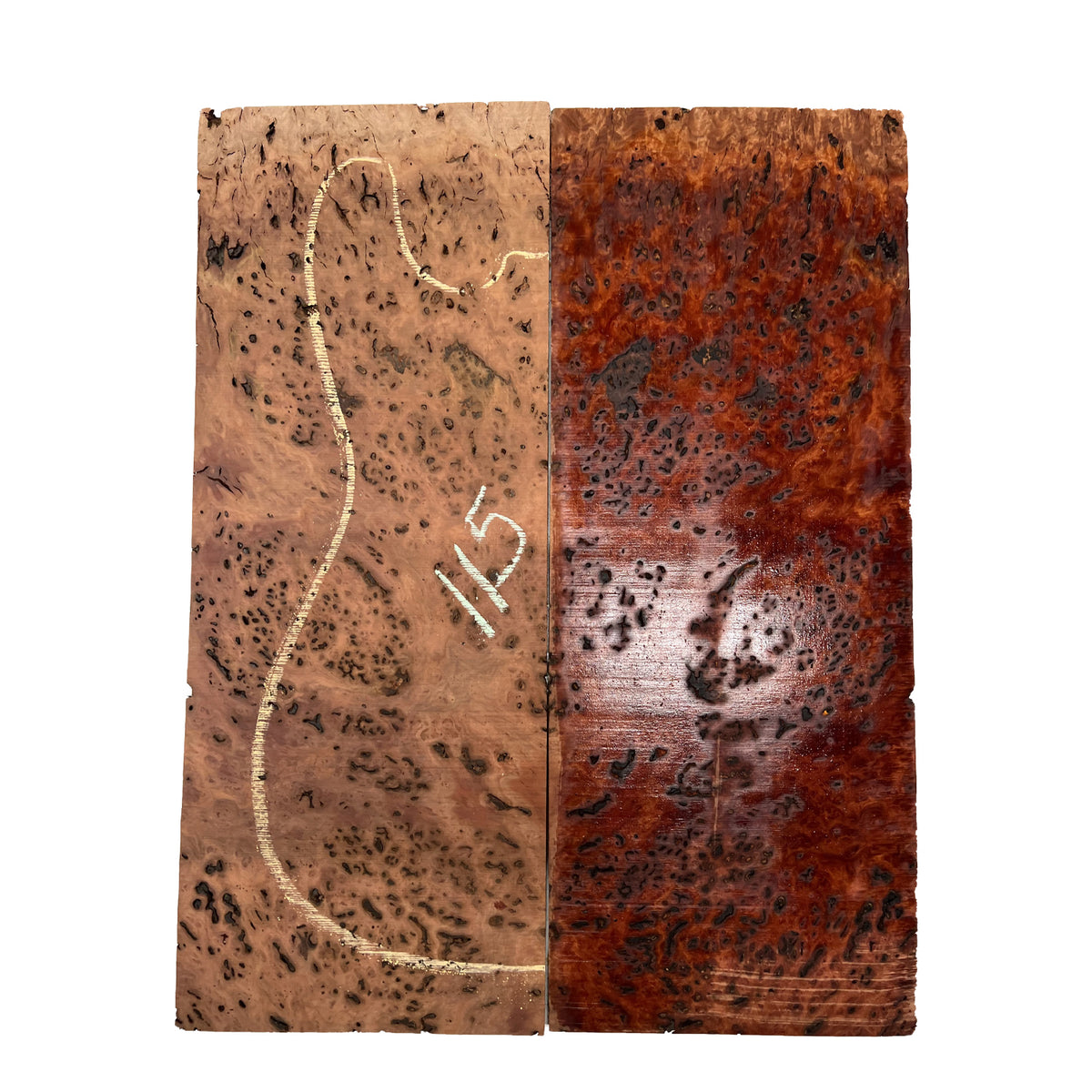 Red Gum Burl Acoustic/ Electric Guitar Wood Drop Top Set | 21" x 14" x 3/8"  #115 - Exotic Wood Zone - Buy online Across USA 