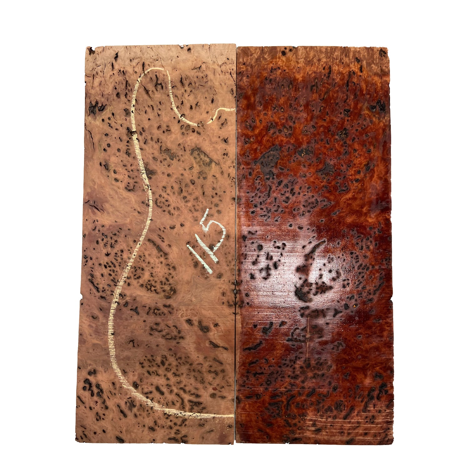 Red Gum Burl Acoustic/ Electric Guitar Wood Drop Top Set | 21" x 14" x 3/8"  #115 - Exotic Wood Zone - Buy online Across USA 