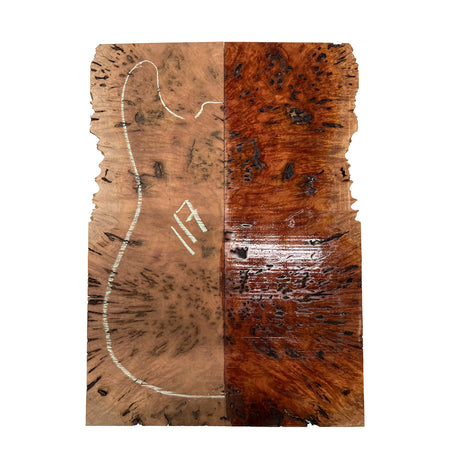 Red Gum Burl Acoustic/ Electric Guitar Wood Drop Top Set | 21" x 14" x 3/8"  #117 - Exotic Wood Zone - Buy online Across USA 