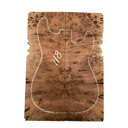 Red Gum Burl Acoustic/ Electric Guitar Wood Drop Top Set | 21" x 14" x 3/8"  #118 - Exotic Wood Zone - Buy online Across USA 