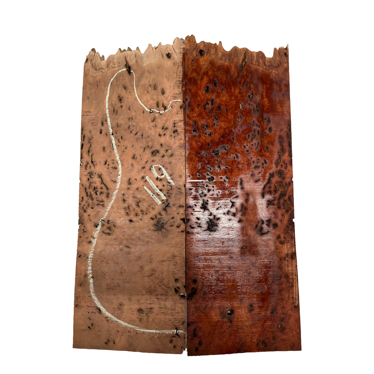 Red Gum Burl Acoustic/ Electric Guitar Wood Drop Top Set | 21" x 14" x 3/8"  #119 - Exotic Wood Zone - Buy online Across USA 