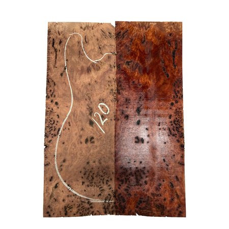 Red Gum Burl Acoustic/ Electric Guitar Wood Drop Top Set | 21" x 14" x 3/8"  #120 - Exotic Wood Zone - Buy online Across USA 