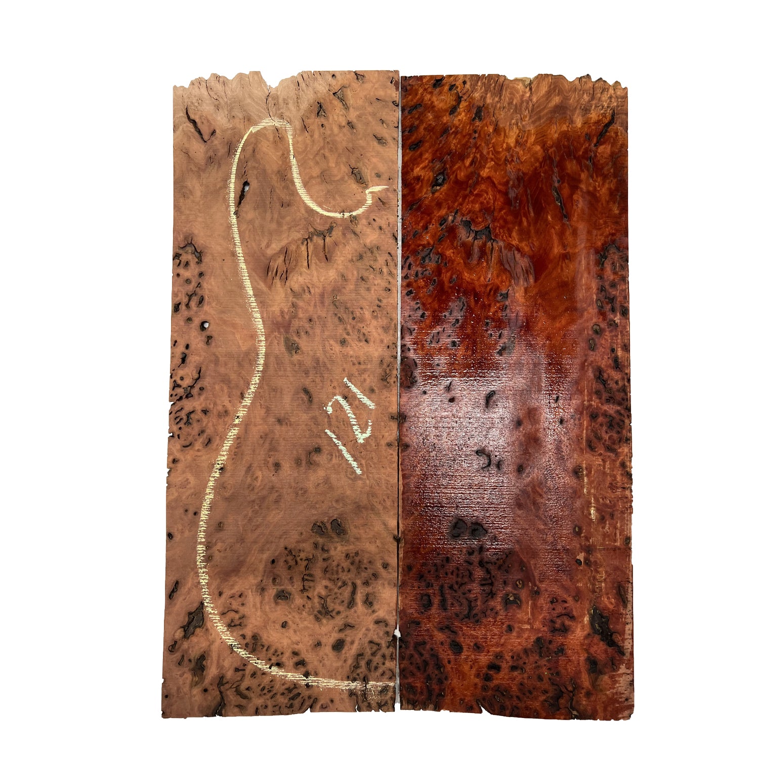 Red Gum Burl Acoustic/ Electric Guitar Wood Drop Top Set | 21" x 14" x 3/8"  #121 - Exotic Wood Zone - Buy online Across USA 