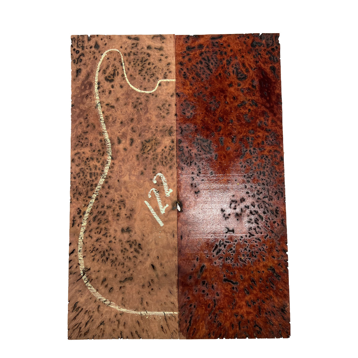 Red Gum Burl Acoustic/ Electric Guitar Wood Drop Top Set | 21" x 14" x 3/8"  #122 - Exotic Wood Zone - Buy online Across USA 