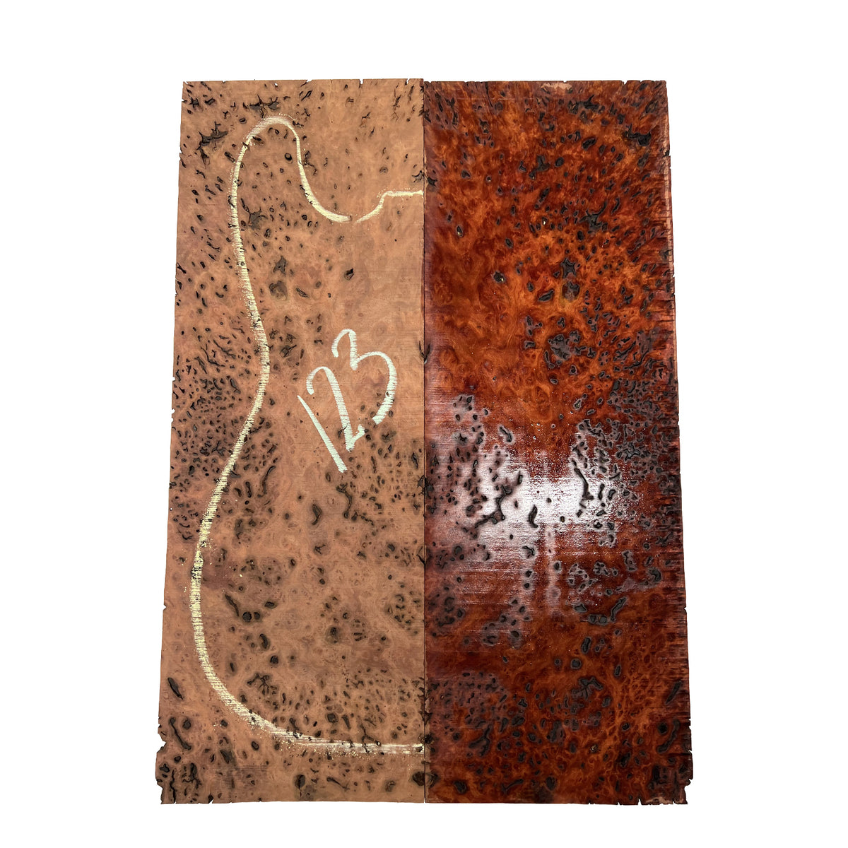 Red Gum Burl Acoustic/ Electric Guitar Wood Drop Top Set | 21" x 14" x 3/8"  #123 - Exotic Wood Zone - Buy online Across USA 