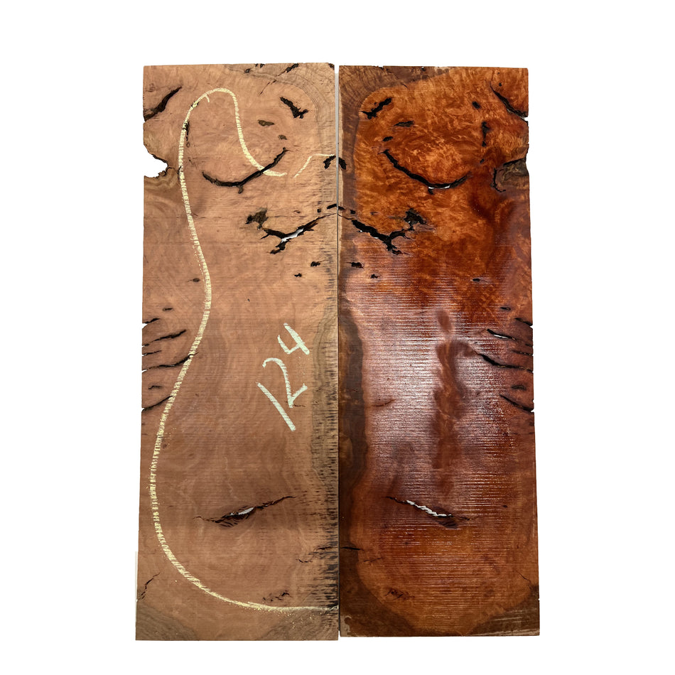 Red Gum Burl Acoustic/ Electric Guitar Wood Drop Top Set | 21" x 14" x 3/8"  #124 - Exotic Wood Zone - Buy online Across USA 