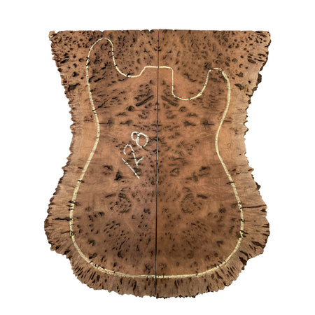 Red Gum Burl Acoustic/ Electric Guitar Wood Drop Top Set | 21" x 14" x 3/8"  #128 - Exotic Wood Zone - Buy online Across USA 