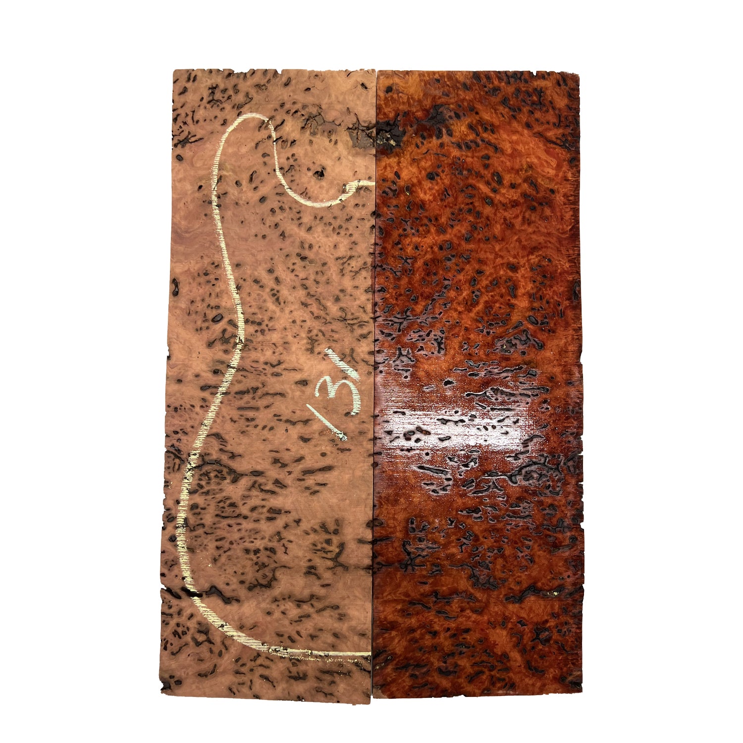 Red Gum Burl Acoustic/ Electric Guitar Wood Drop Top Set | 21" x 14" x 3/8"  #131 - Exotic Wood Zone - Buy online Across USA 