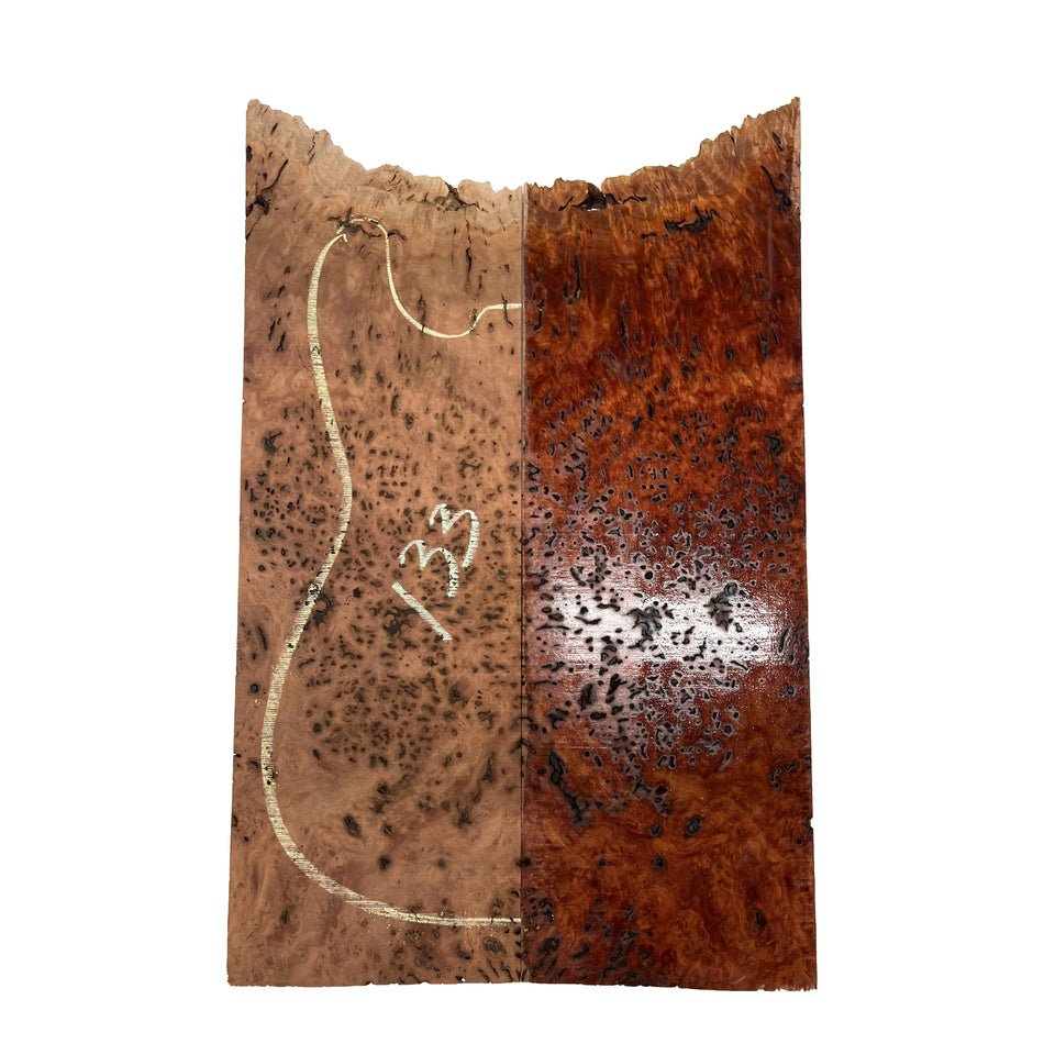 Red Gum Burl Acoustic/ Electric Guitar Wood Drop Top Set | 21" x 14" x 3/8"  #133 - Exotic Wood Zone - Buy online Across USA 