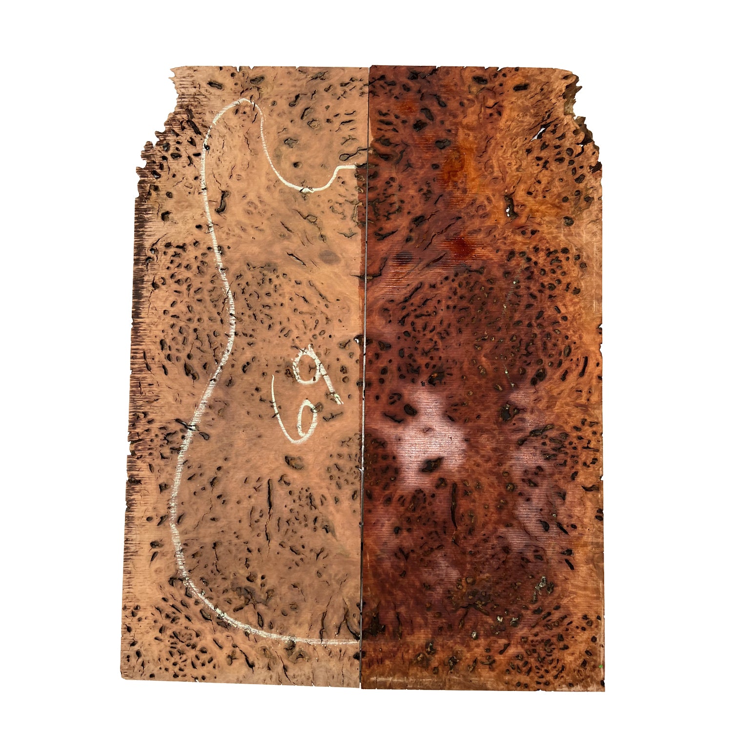 Red Gum Burl Acoustic/ Electric Guitar Wood Drop Top Set | 21" x 14" x 3/8"  #69 - Exotic Wood Zone - Buy online Across USA 