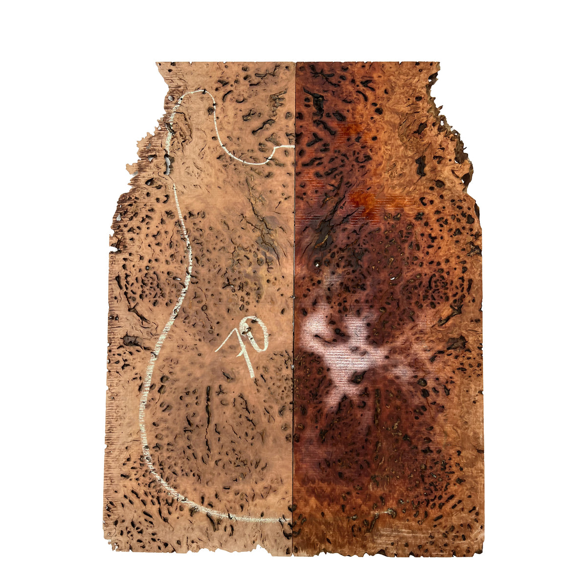 Red Gum Burl Acoustic/ Electric Guitar Wood Drop Top Set | 21" x 14" x 3/8"  #70 - Exotic Wood Zone - Buy online Across USA 