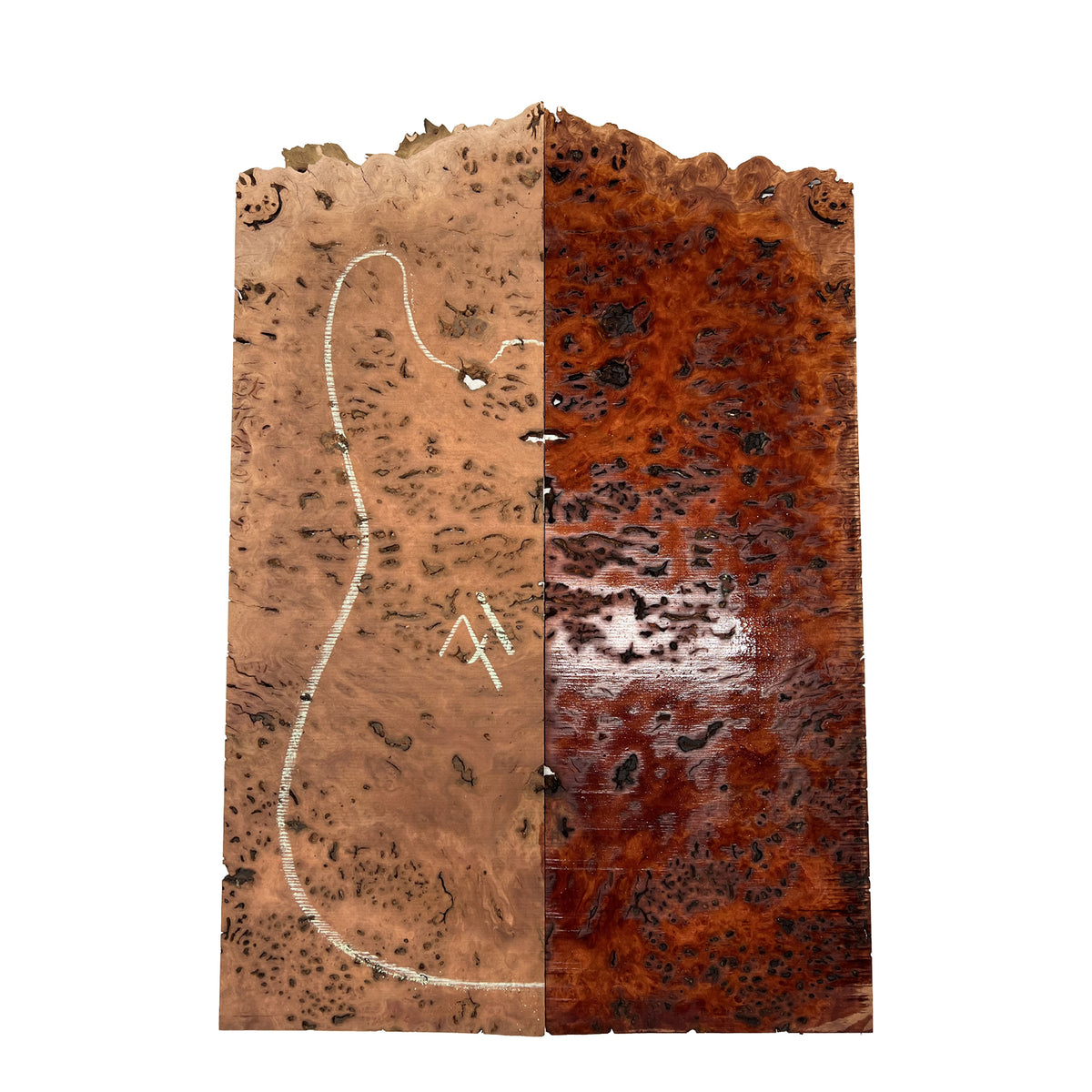 Red Gum Burl Acoustic/ Electric Guitar Wood Drop Top Set | 21" x 14" x 3/8"  #71 - Exotic Wood Zone - Buy online Across USA 