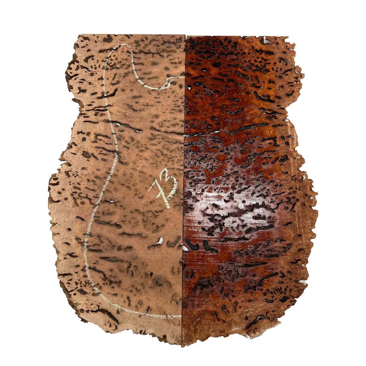 Red Gum Burl Acoustic/ Electric Guitar Wood Drop Top Set | 21" x 14" x 3/8"  #73 - Exotic Wood Zone - Buy online Across USA 