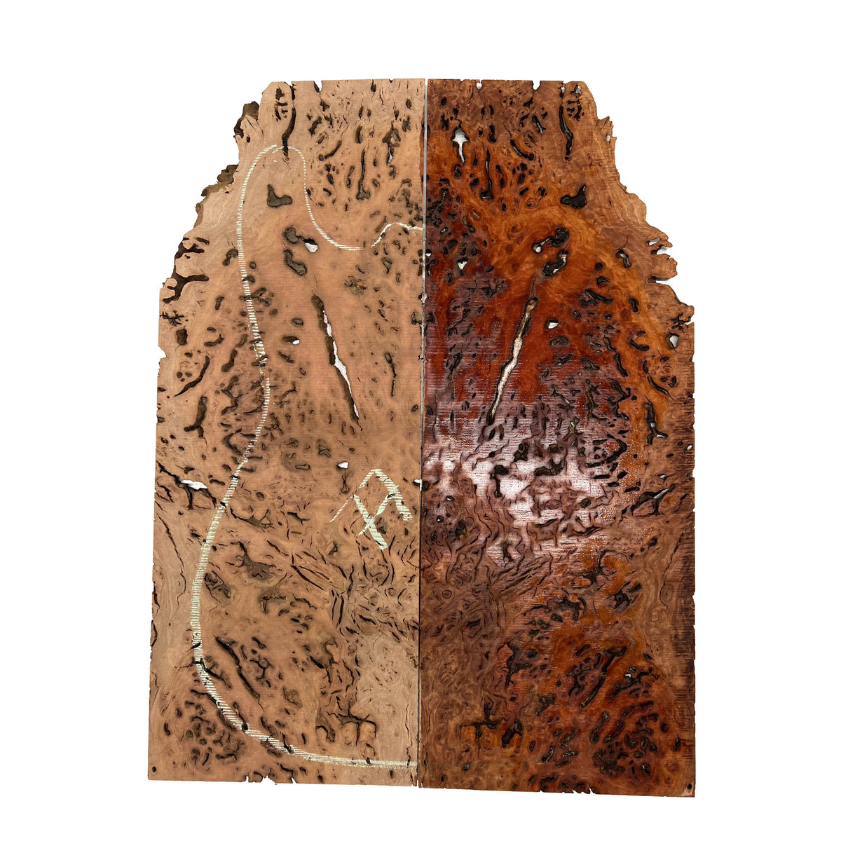 Red Gum Burl Acoustic/ Electric Guitar Wood Drop Top Set | 21" x 14" x 3/8"  #77 - Exotic Wood Zone - Buy online Across USA 