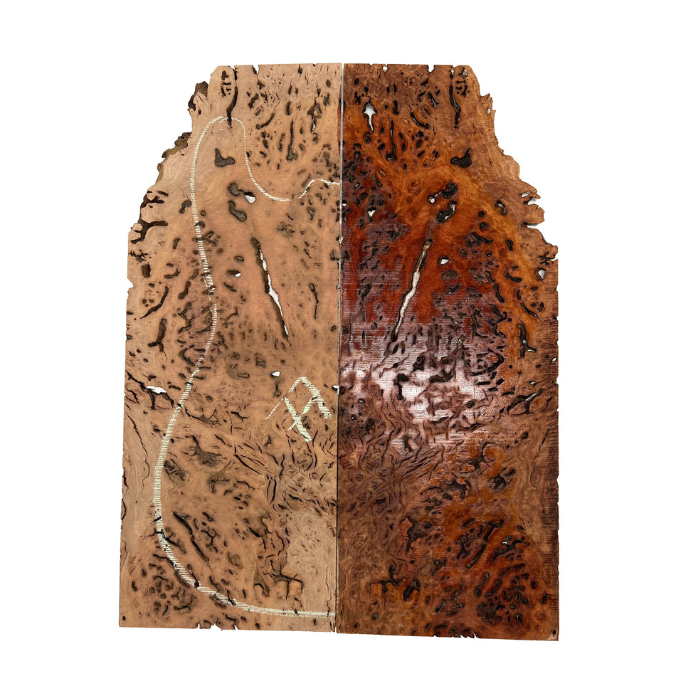 Red Gum Burl Acoustic/ Electric Guitar Wood Drop Top Set | 21" x 14" x 3/8"  #77 - Exotic Wood Zone - Buy online Across USA 