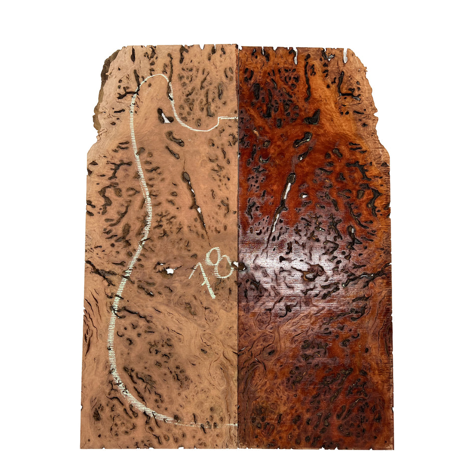 Red Gum Burl Acoustic/ Electric Guitar Wood Drop Top Set | 21" x 14" x 3/8"  #78 - Exotic Wood Zone - Buy online Across USA 