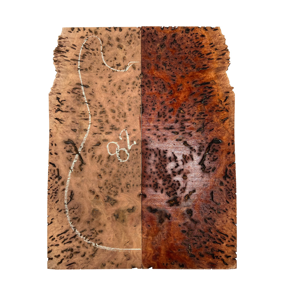 Red Gum Burl Acoustic/ Electric Guitar Wood Drop Top Set | 21" x 14" x 3/8"  #82 - Exotic Wood Zone - Buy online Across USA 