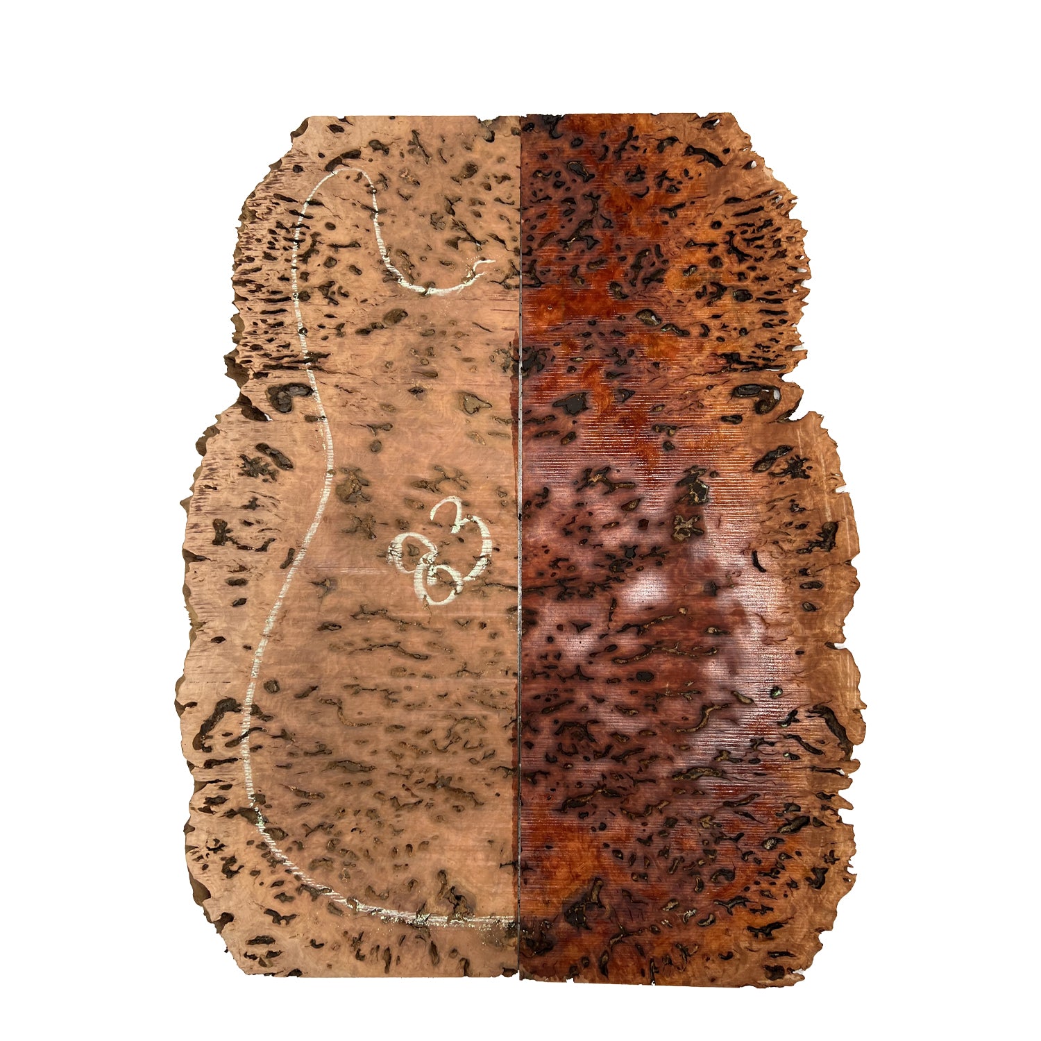 Red Gum Burl Acoustic/ Electric Guitar Wood Drop Top Set | 21" x 14" x 3/8"  #83 - Exotic Wood Zone - Buy online Across USA 