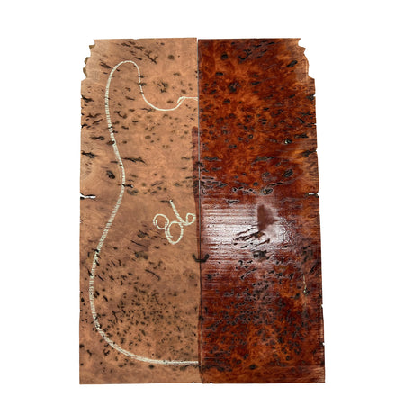 Red Gum Burl Acoustic/ Electric Guitar Wood Drop Top Set | 21" x 14" x 3/8"  #86 - Exotic Wood Zone - Buy online Across USA 