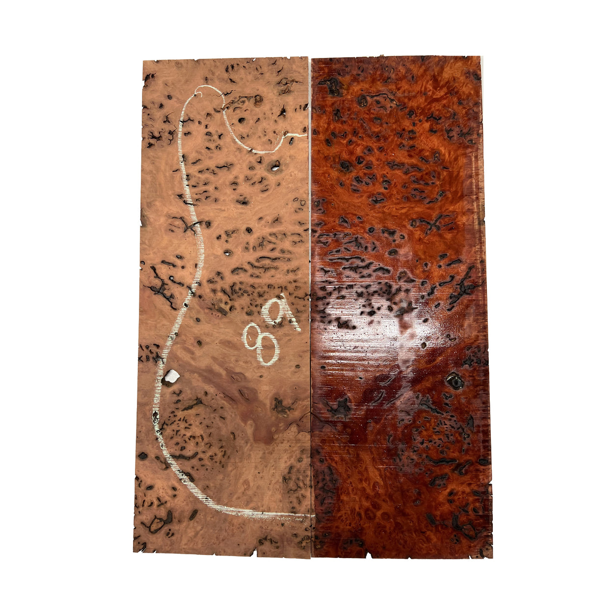 Red Gum Burl Acoustic/ Electric Guitar Wood Drop Top Set | 21" x 14" x 3/8"  #89 - Exotic Wood Zone - Buy online Across USA 