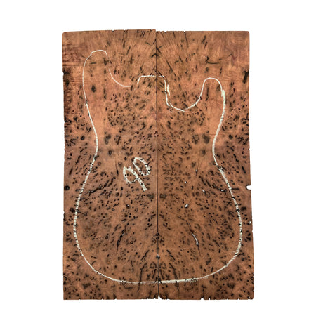 Red Gum Burl Acoustic/ Electric Guitar Wood Drop Top Set | 21" x 14" x 3/8"  #90 - Exotic Wood Zone - Buy online Across USA 