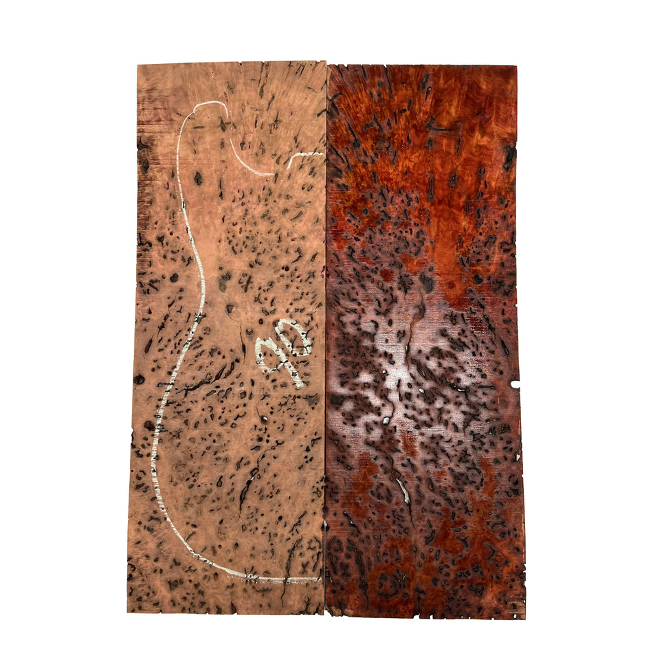 Red Gum Burl Acoustic/ Electric Guitar Wood Drop Top Set | 21" x 14" x 3/8"  #90 - Exotic Wood Zone - Buy online Across USA 