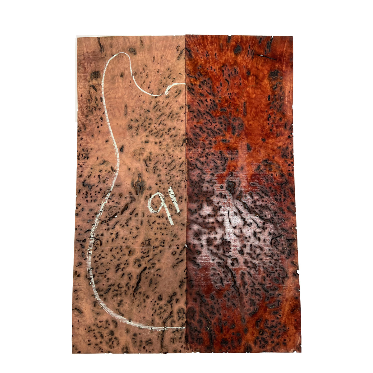 Red Gum Burl Acoustic/ Electric Guitar Wood Drop Top Set | 21" x 14" x 3/8"  #91 - Exotic Wood Zone - Buy online Across USA 