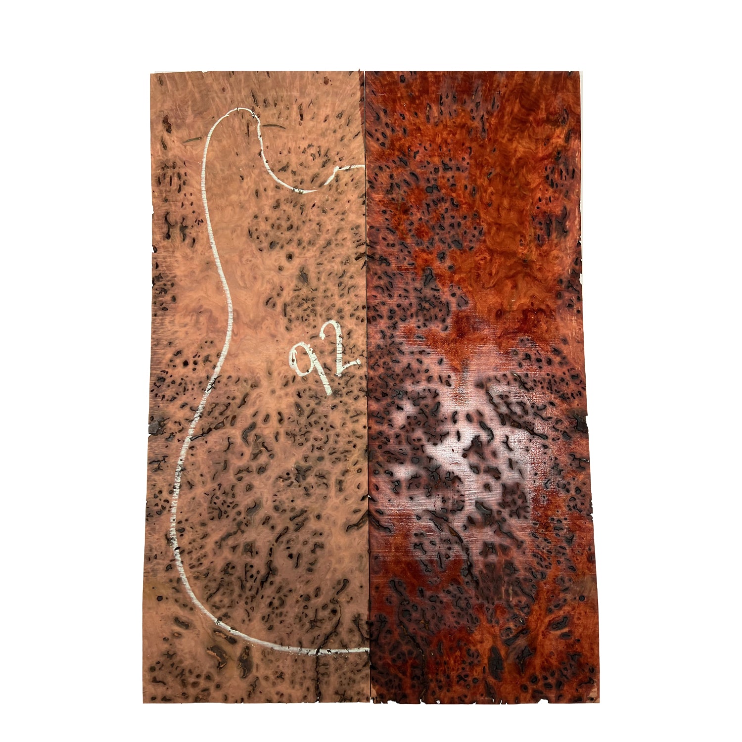 Red Gum Burl Acoustic/ Electric Guitar Wood Drop Top Set | 21" x 14" x 3/8"  #92 - Exotic Wood Zone - Buy online Across USA 