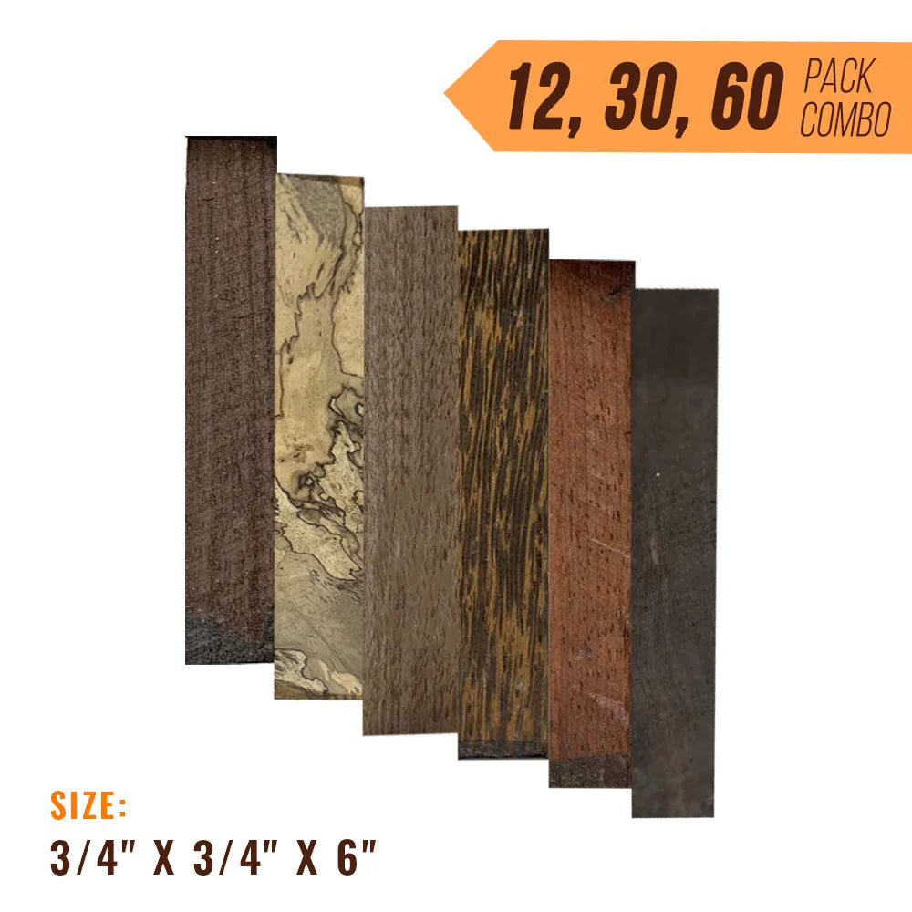Combo Pack of Pen Blanks - 3/4&quot; x 3/4&quot; x 6” (Rosewood+ Black Palm+ Padauk + Walnut+ Ebony+ Tamarind) - Exotic Wood Zone - Buy online Across USA 