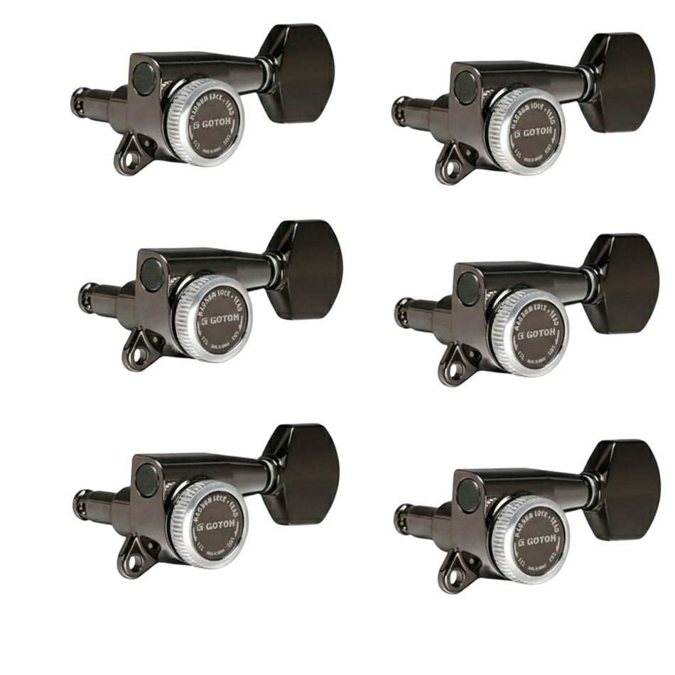 Gotoh Locking Tuning Machine Heads - Magnum Lock-Trad | Cosmo Black (6-In-Line)
