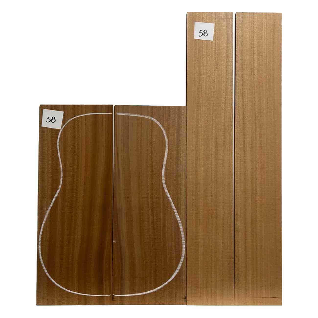 Sapele Dreadnought Guitar Back & Side Set #58 - Exotic Wood Zone - Buy online Across USA 