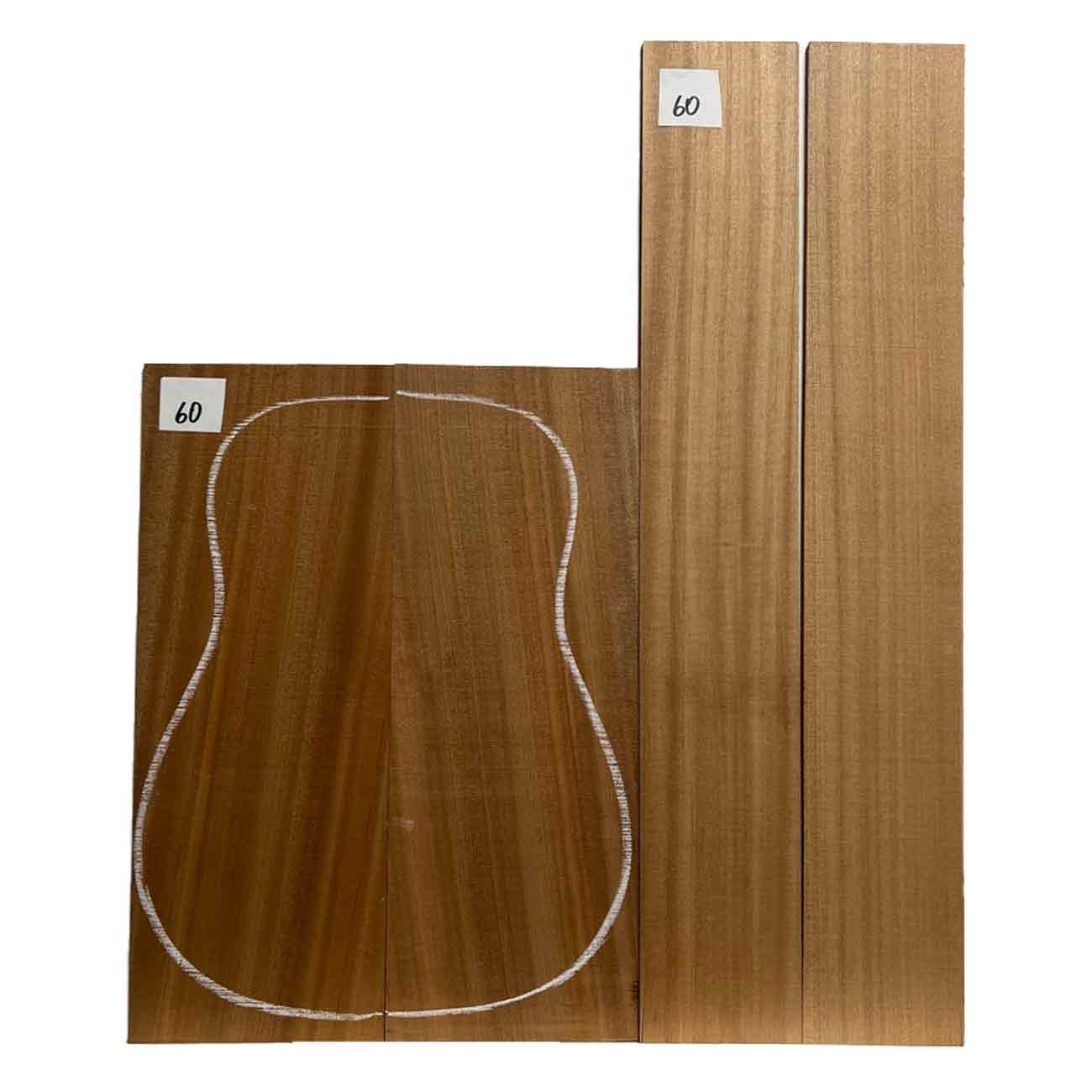 Sapele Dreadnought Guitar Back & Side Set #60 - Exotic Wood Zone - Buy online Across USA 