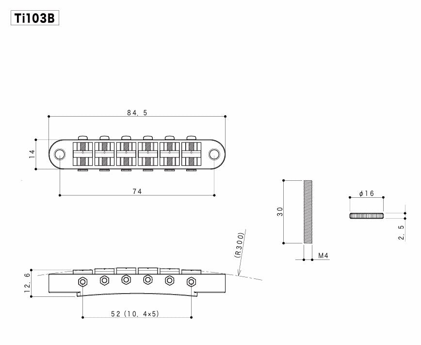 Gotoh Ti103B Tune-O-Matic Guitar Bridge with Titanium Saddles - Gold Finish