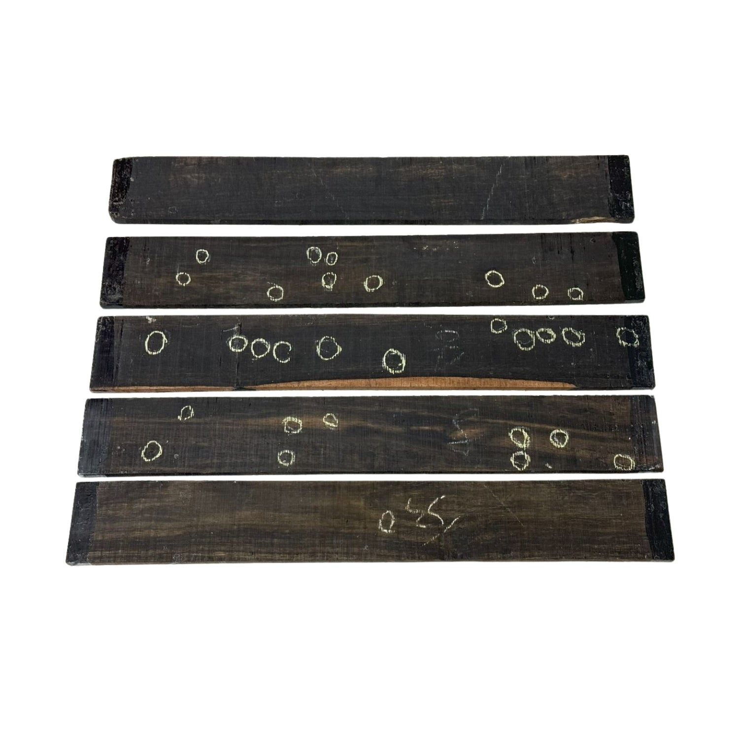 Bulk 10-Piece Gaboon Ebony Fingerboard Blanks – Master Grade Seconds with Natural Pinholes Exotic Wood Zone 