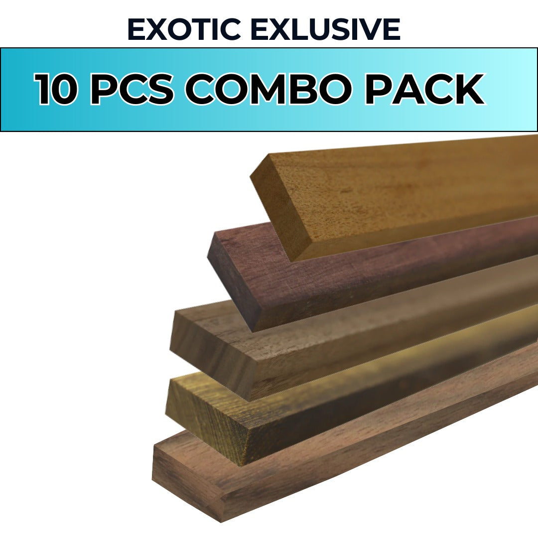Pack Of 10 Lumber Boards - 3/4”x2”x18” Combo of Bocote, Chechen, Katalox, Walnut, Mahogany (2 Pcs Each) - Exotic Wood Zone - Buy online Across USA 