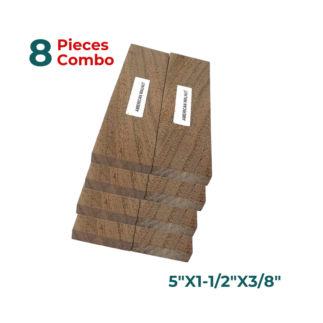 Pack of 8, Black Walnut Bookmatched Wood Knife Scales, Handle Knifemaking 5&quot; x 1-1/2&quot; x 3/8&quot; - Exotic Wood Zone - Buy online Across USA 