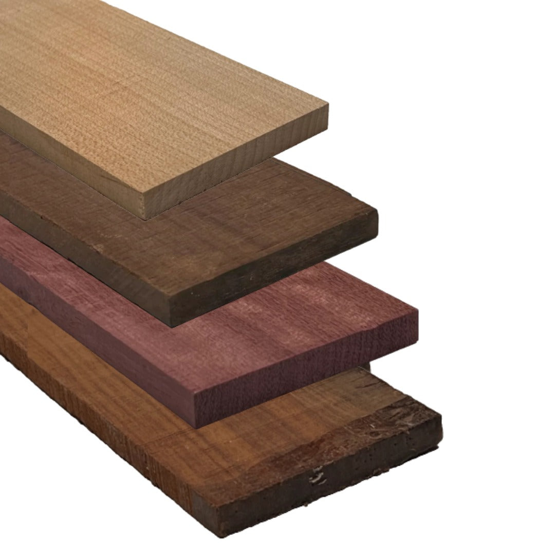 Combo Pack of 4 Fingerboard - 21&quot; x 2-3/4&quot; x 3/8&quot; ( Rosewood, Granadillo, Katalox, Hard Maple) - Exotic Wood Zone - Buy online Across USA 