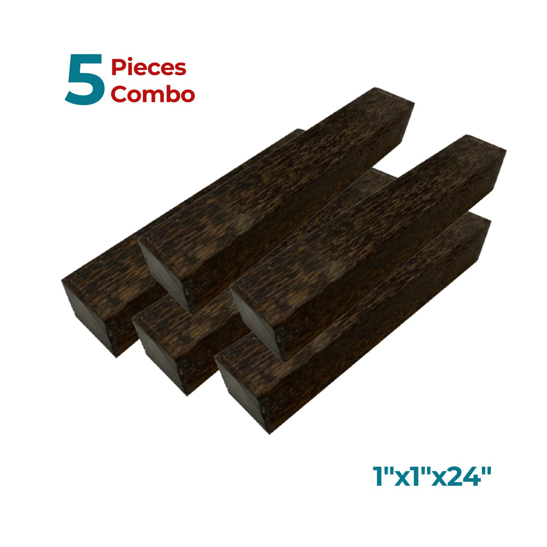 Combo Pack 5, Black Palm Hardwood Turning Square Blanks 1” x 1” x 24” - Exotic Wood Zone - Buy online Across USA 